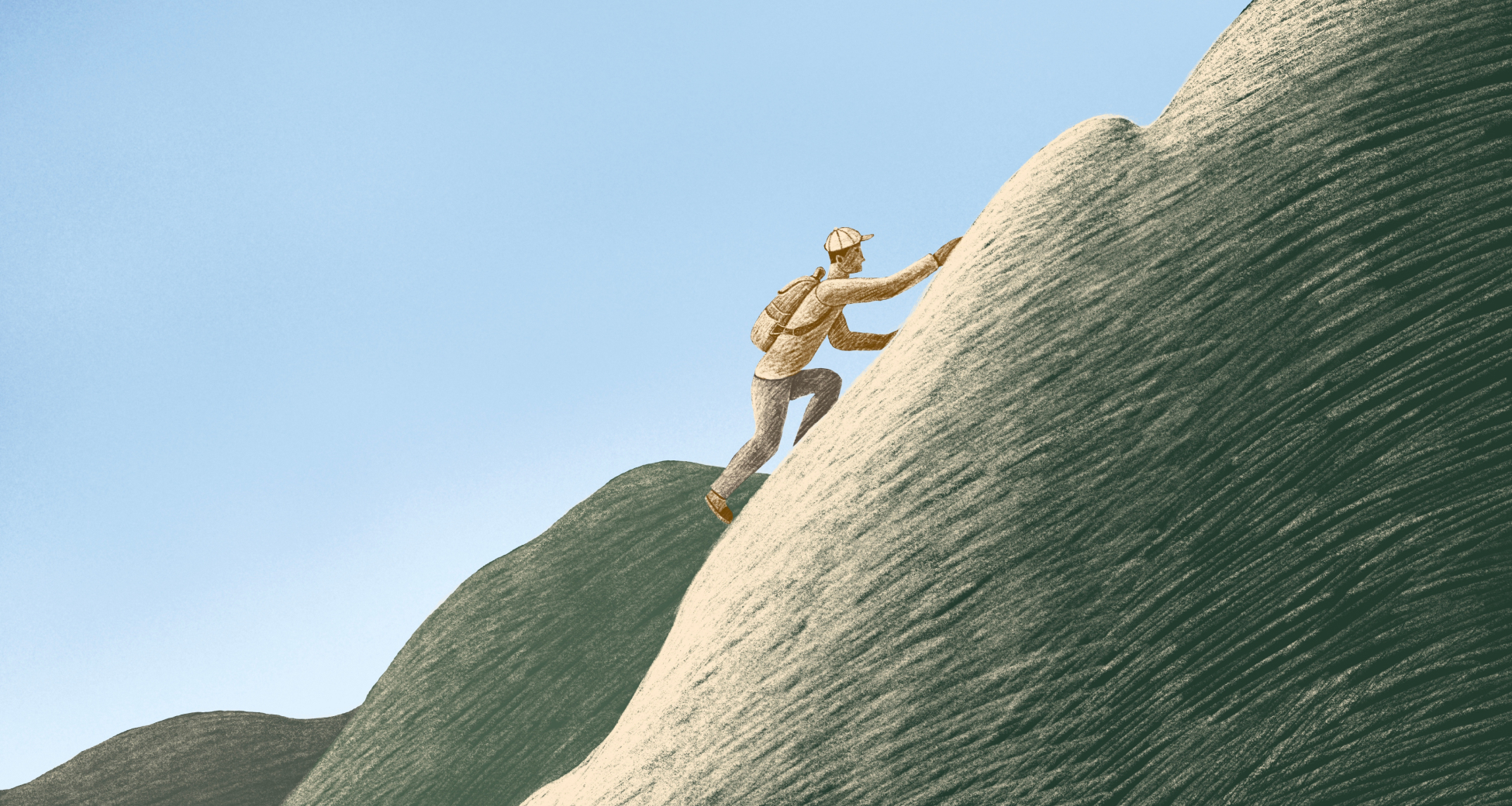 How to Win the Subscription Marketing Hunger Games 1 drawing of a man scaling a large hill as a metaphor for the challenges of subscription marketing